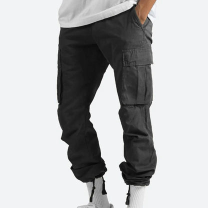 Trousers Full Length Pants for Men Solid 2025 Casual Multiple Pockets Outdoor Straight Type Fitness Pants Cargo Pants Trousers Gray